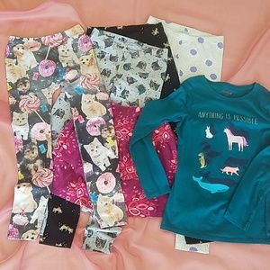 CAT & JACK 4 PAIR LEGGINGS - 1 SHIRT SIZE 10/12